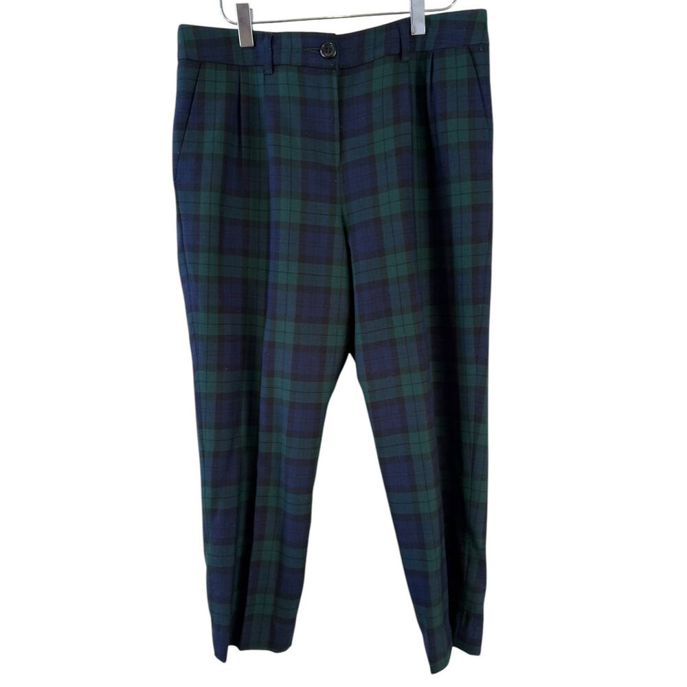 Pendleton Black Watch Tartan Plaid Cropped Wool Pants Blue Green 10P